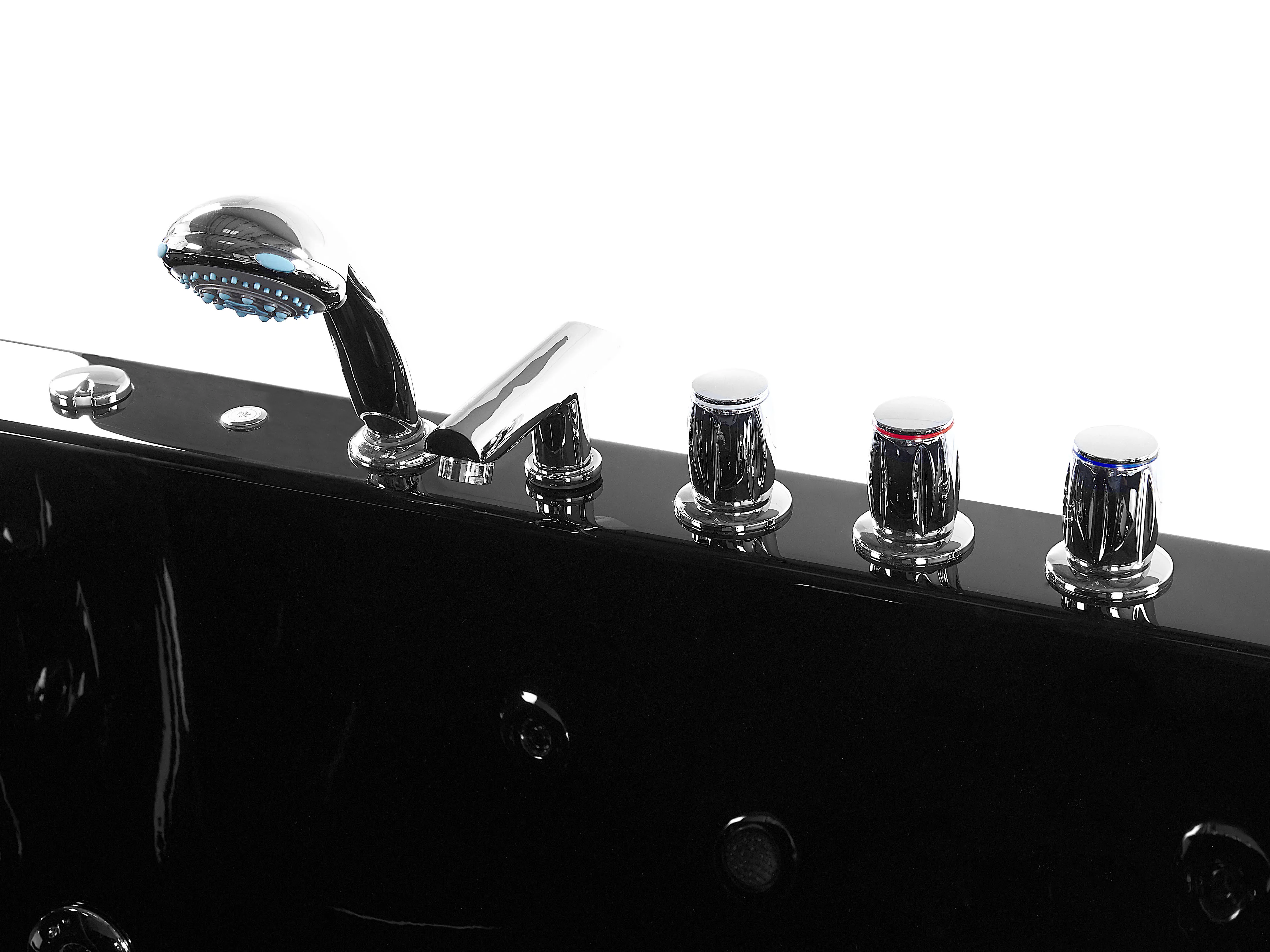 Hoek bubbelbad met LED MONTEGO 172 x 83 cm Zwart