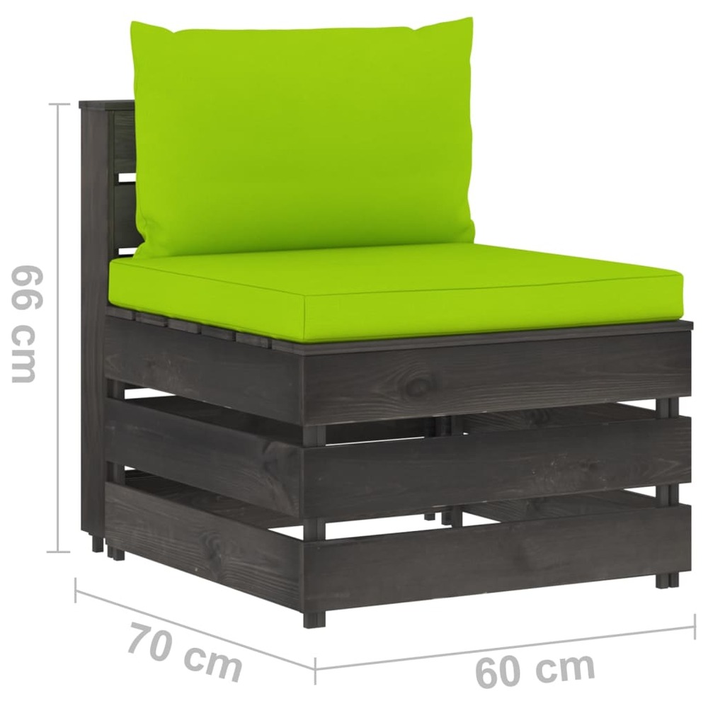 Salon de jardin meuble d'extérieur ensemble de mobilier 9 pièces avec coussins bois imprégné de gris