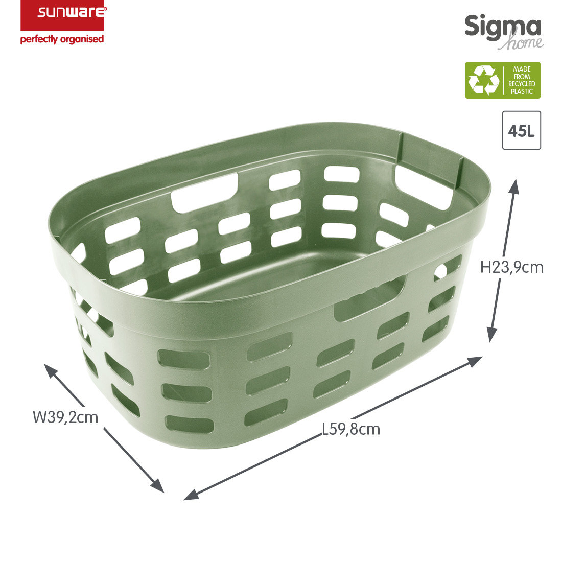Sunware Sigma home 45 liter set van 6 wasmanden - Green