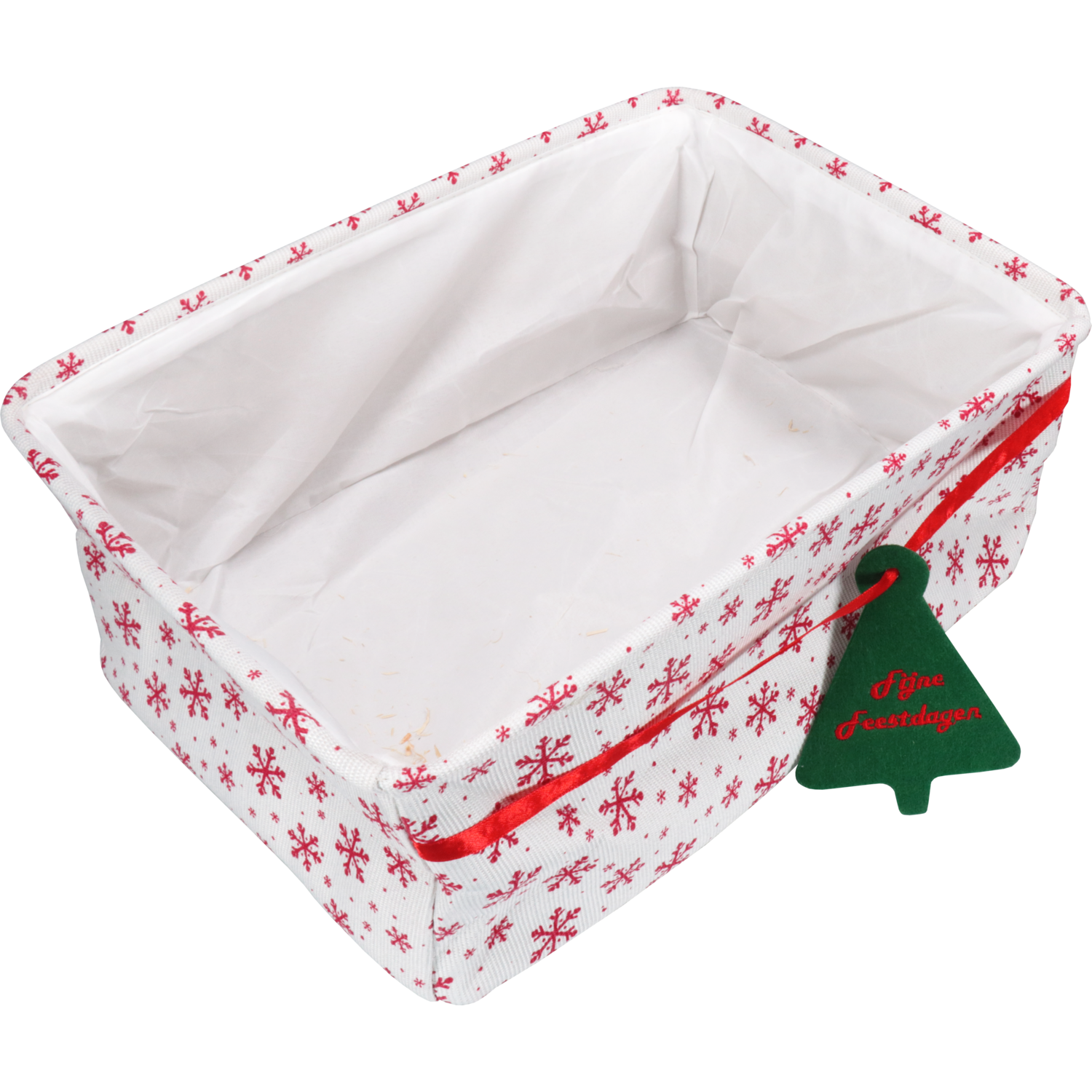 Mand, pE, 36x26x15cm, rechthoekig, rood/wit/groen