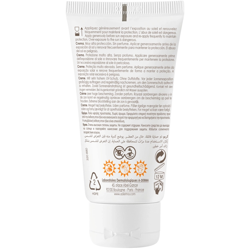 A-DERMA Protect Cream SPF 50+ Fragrance Free 40 ml