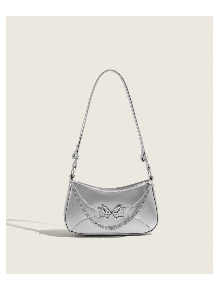 NICOLEBONNIE - Schoudertas van imitatieleer met vlinderaccent en ketting