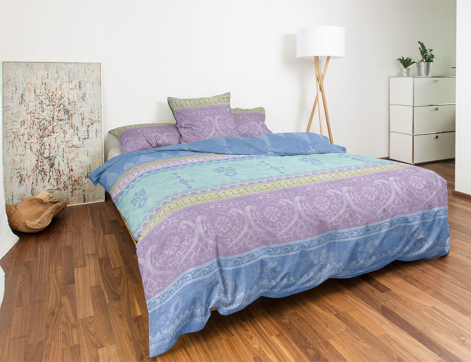 Satin Bettwäsche mit indischem Muster