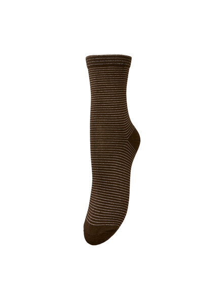 Becksöndergaard  Dover Stripe strømper - Deep Taupe