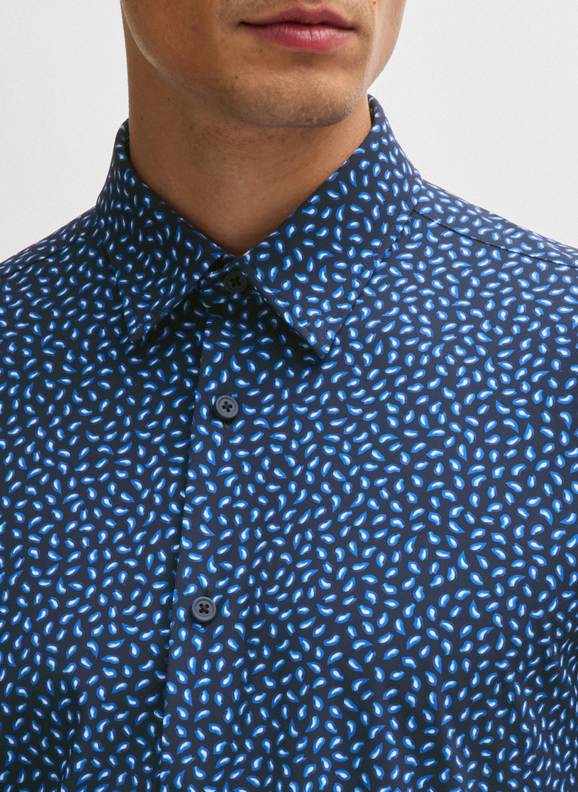 Chemise col classique imprimée | Bleu