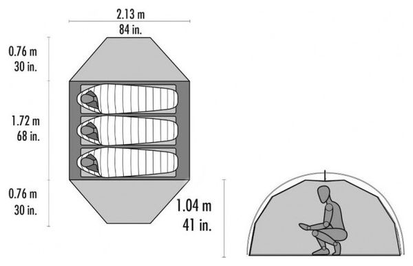 Tente de randonnée MSR Elixir 3 Gris