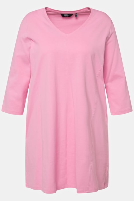 Longshirt, Wiener Nähte, V-Ausschnitt, 3/4-Arm