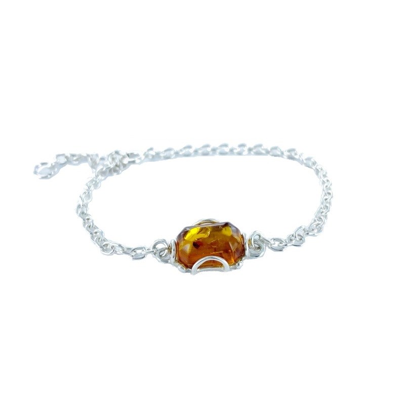 Bracelet argent 925 Ambre veritable de la mer Baltique