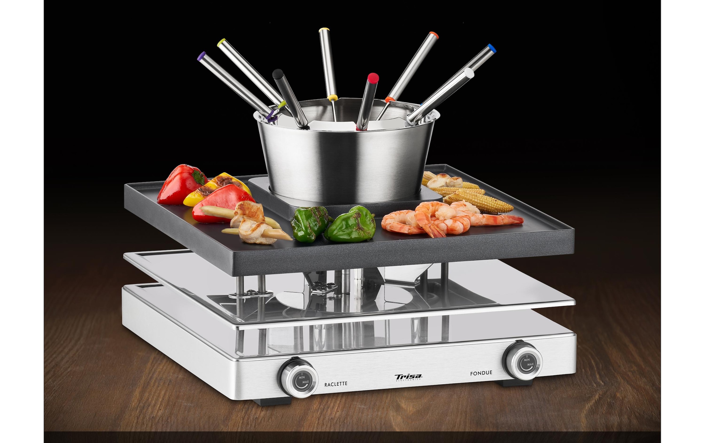 Trisa Raclette »Fondue Fusion 8 Personen« 8 Stk. Raclettepfännchen 1.750 W