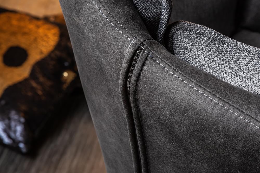 invicta INTERIOR Drehbarer Design Stuhl MR. Lounger anthrazit grau mit Armlehne Sessel Esszimmerstuhl Drehbar