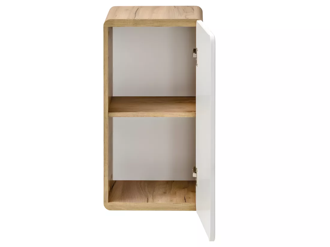 Caisson meuble bas de salle de bain - Chêne artisanal doré et blanc brillant - L35-H65-P32 - ARRIBA