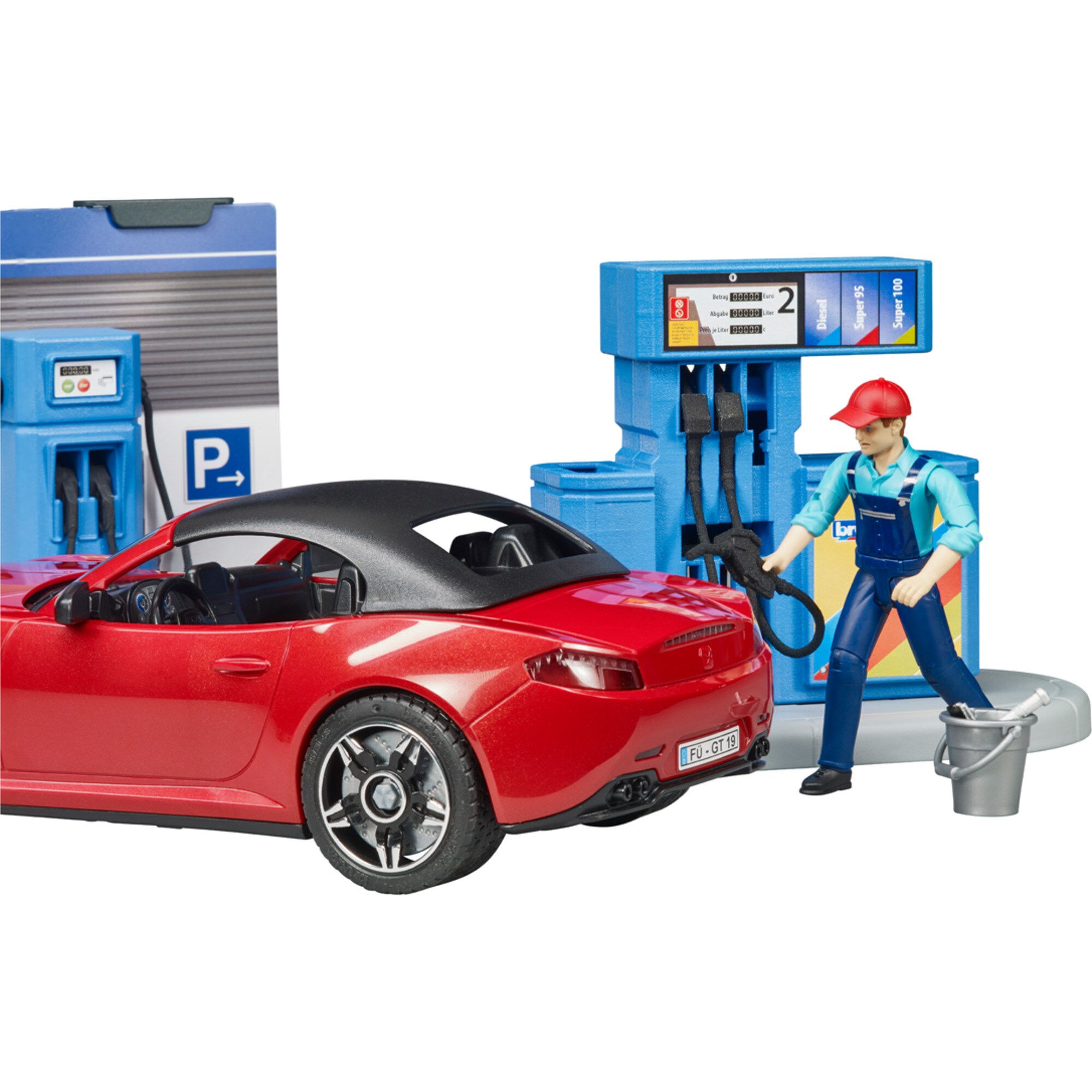 bruder Spielfigur bworld Tankstelle mit Waschplatz