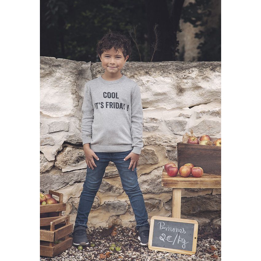 Jean effet délavé droit pour enfant garçon - Bleu moyen