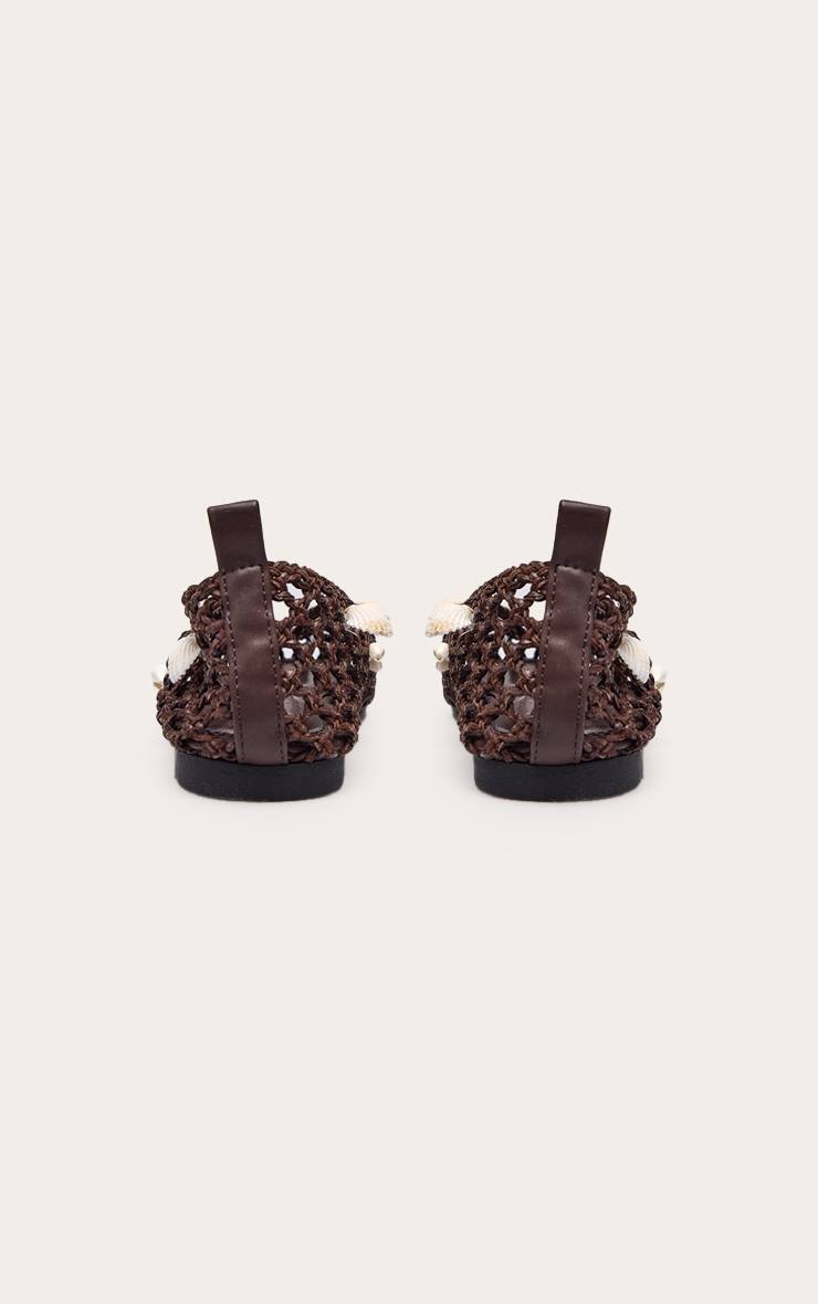 Chocolat Ballerines En Crochet Avec Garniture De Coquillages