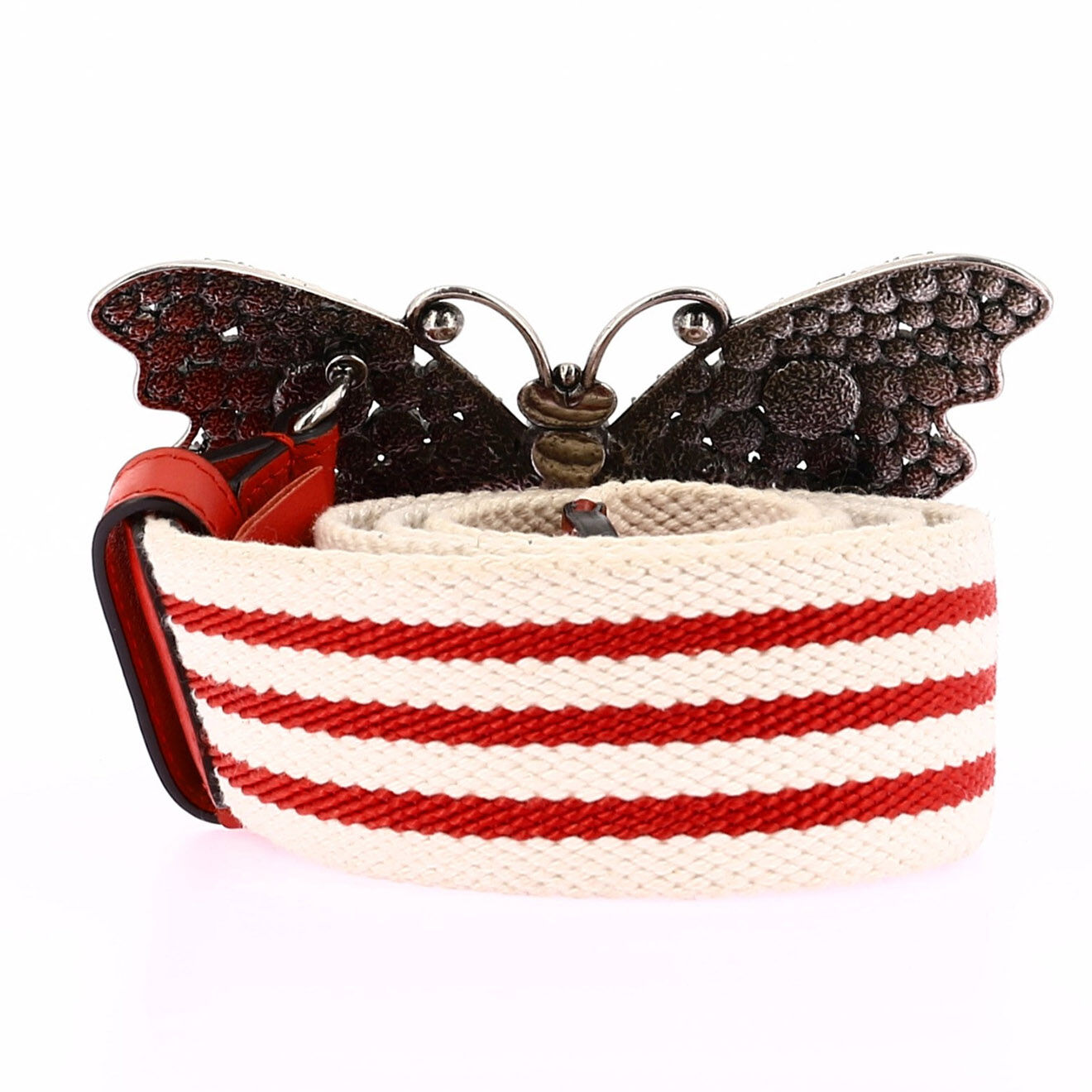 Gucci Ceinture Papillon en Tissu rouge/blanc Etat: Très bon état - Largeur 3 cm