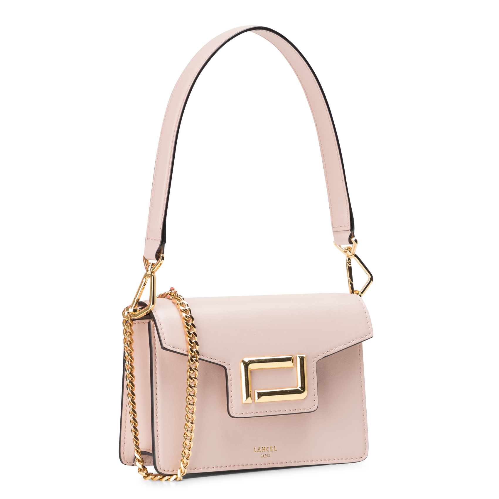 ANGELE MINI - Mini sac bandoulière à rabat en cuir | Rose