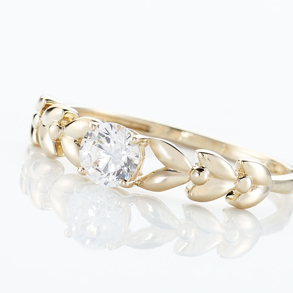 Bague Solitaire Alexine Or Jaune Oxyde De Zirconium