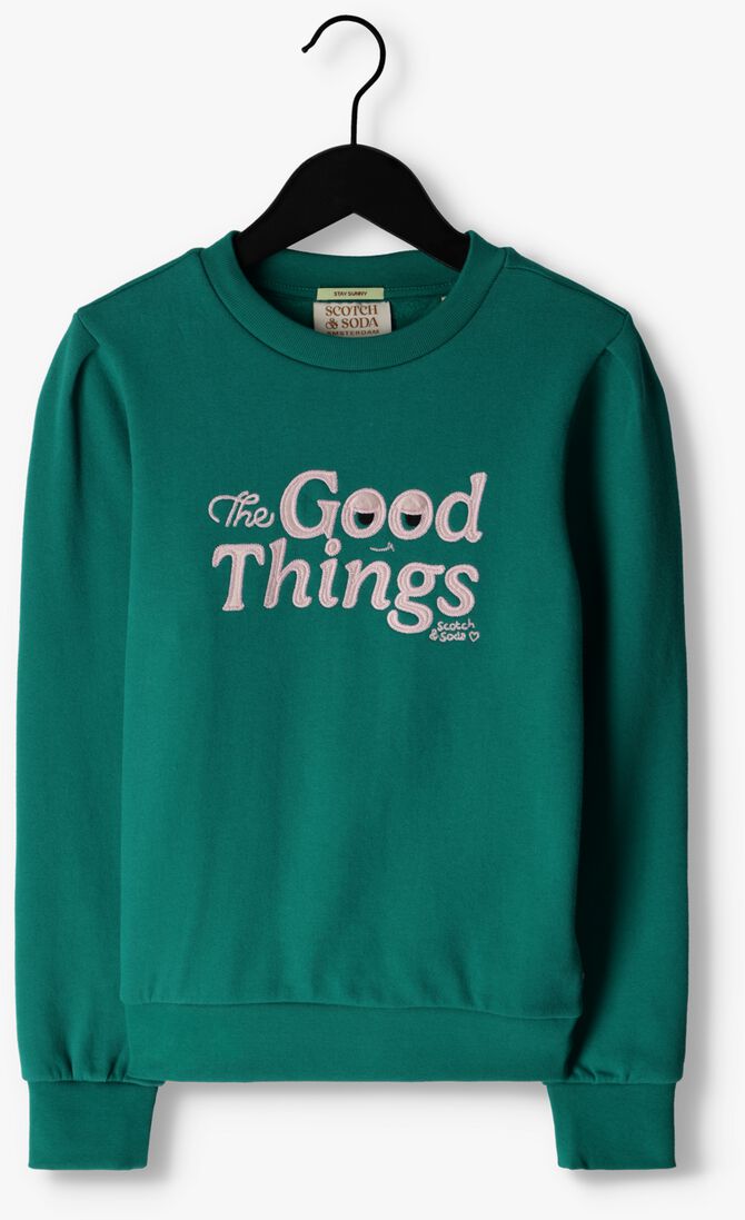 SCOTCH & SODA groene scotch & soda trui pleated sleeve detail artwork