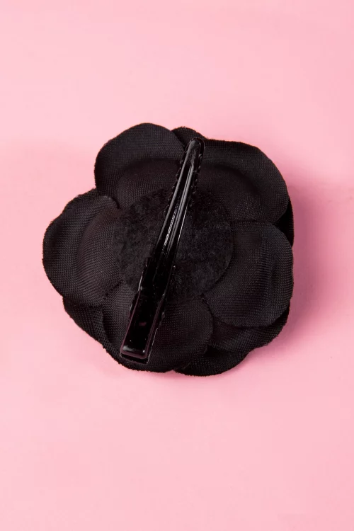 ZaZoo Pin-Up Paar Zwarte Bloem Haarclips