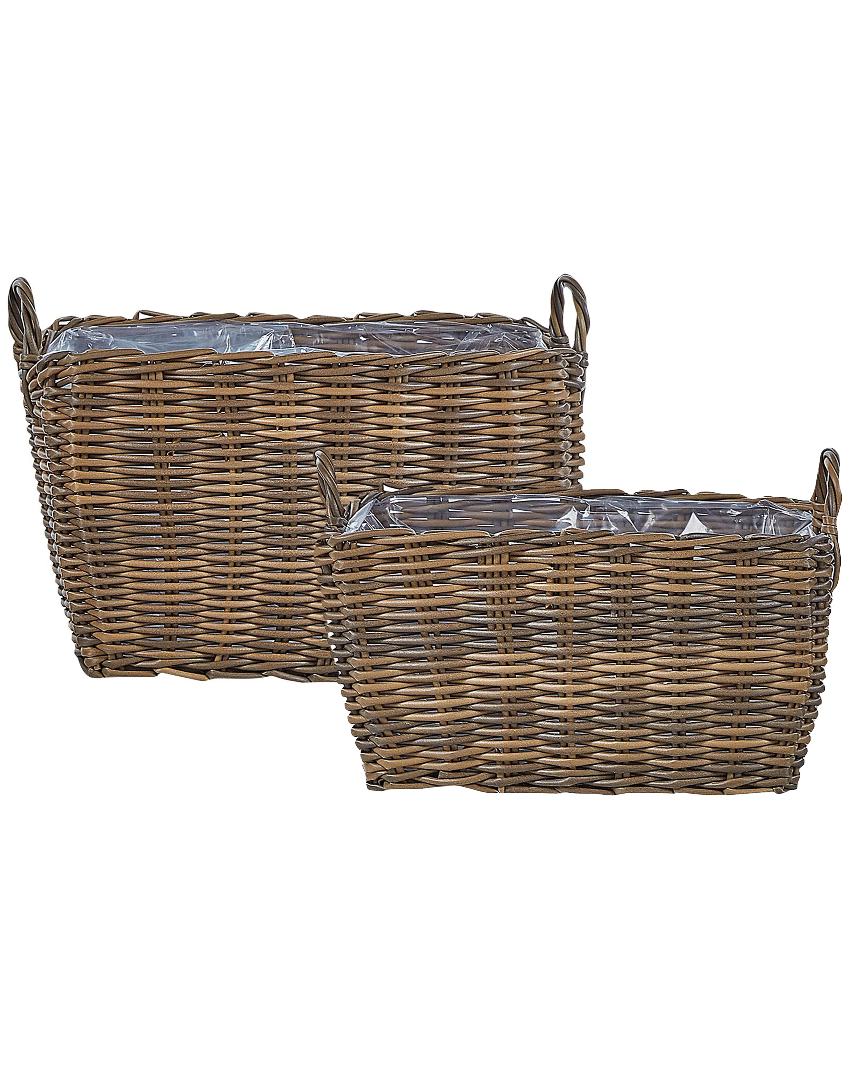 Set van 2 bloempotten ORMOS PE rotan 53/59 cm Bruin