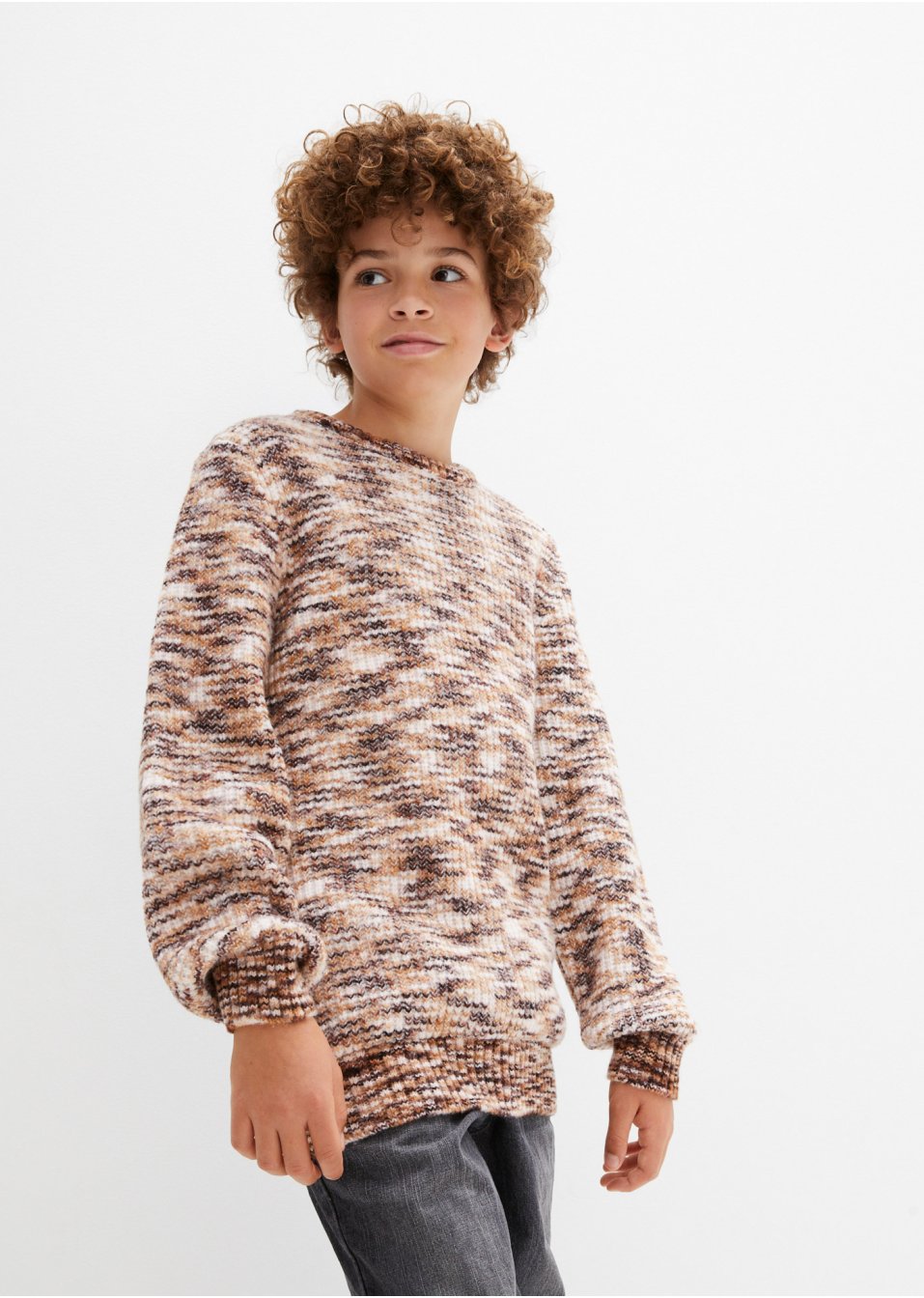 Pull garçon en maille chinée
