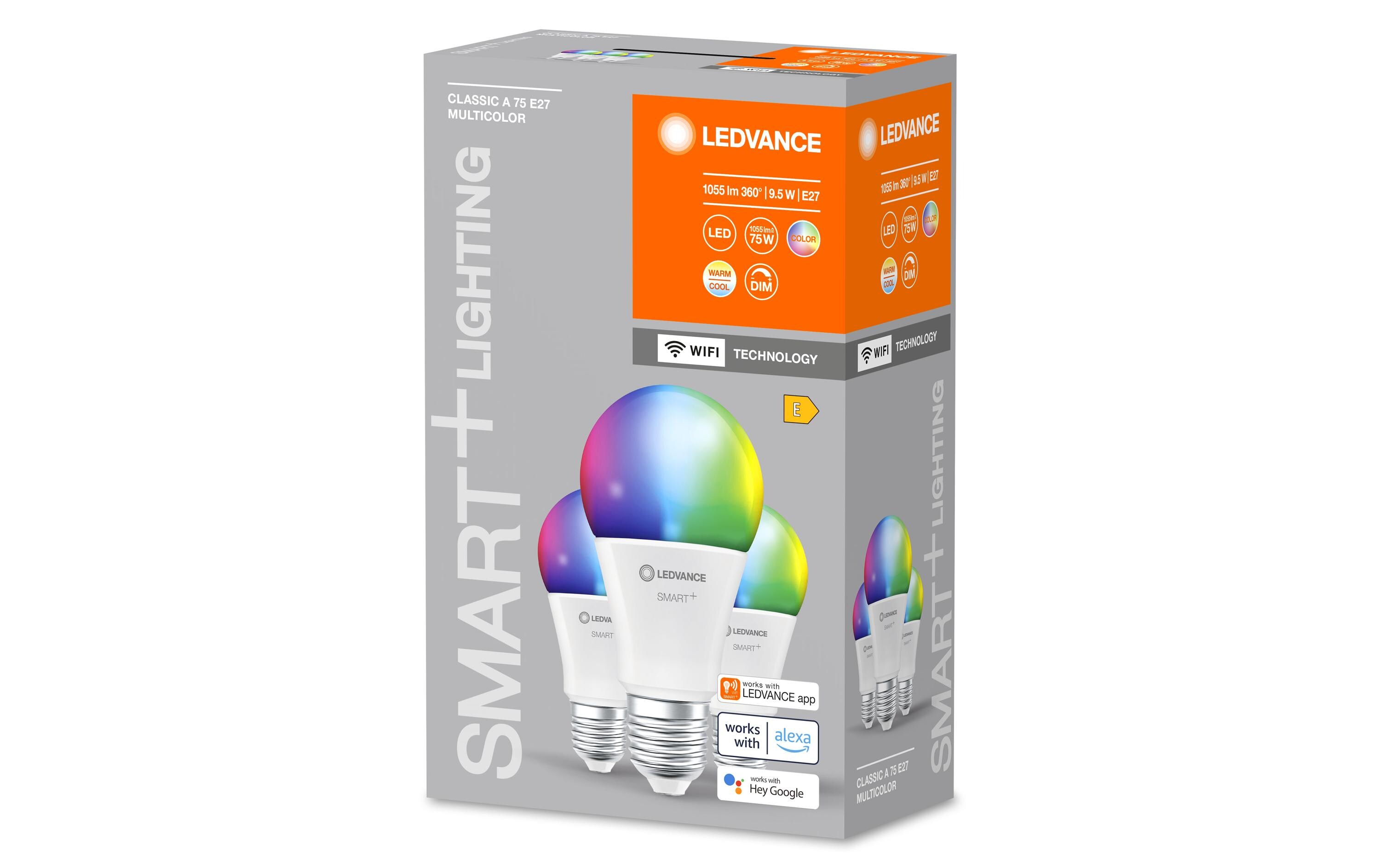Leuchtmittel SMART+ WiFi Classic A75, E27, RGBW, 3 StückKlassische Kolbenform mit WiFi-Technologie