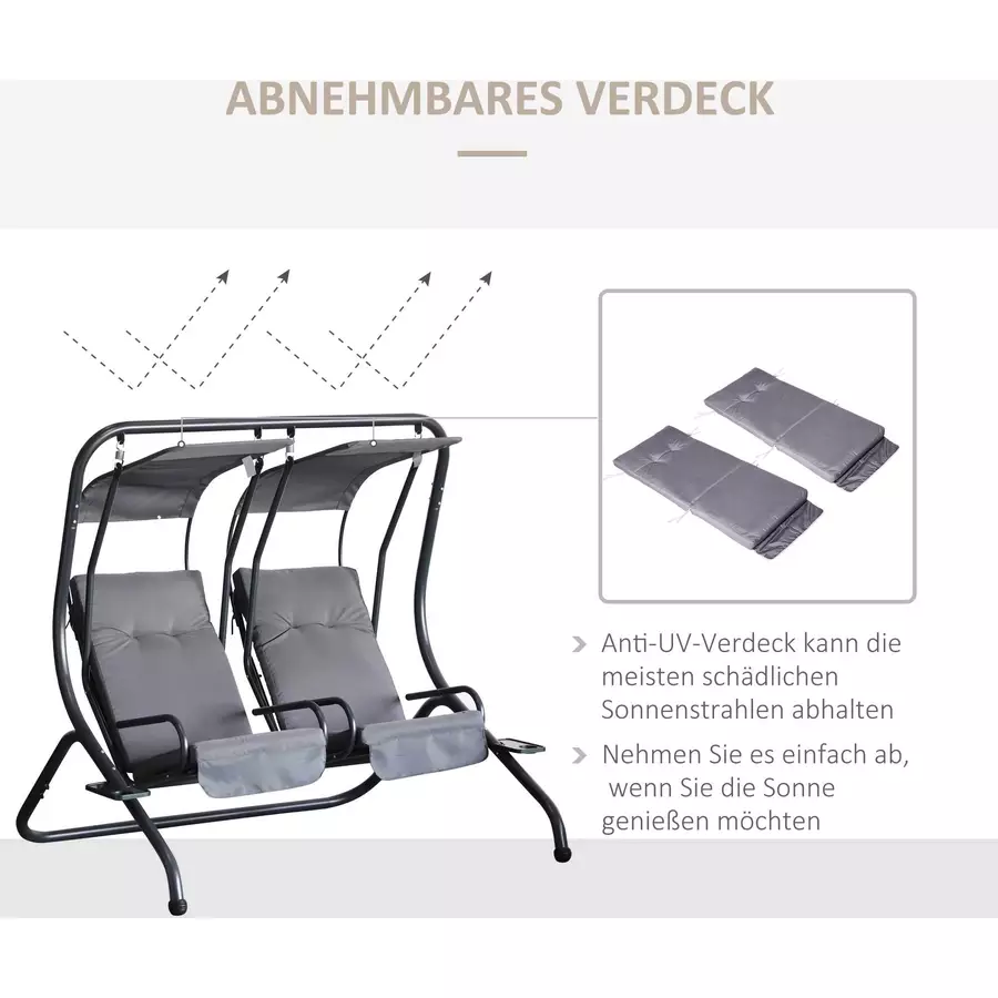 Outsunny Gartenschaukel mit Sonnendach grau