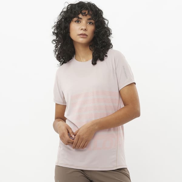 T-shirt trail SALOMON SENSE AERO SS TEE GFX W ETHEREA/NEON FLAME