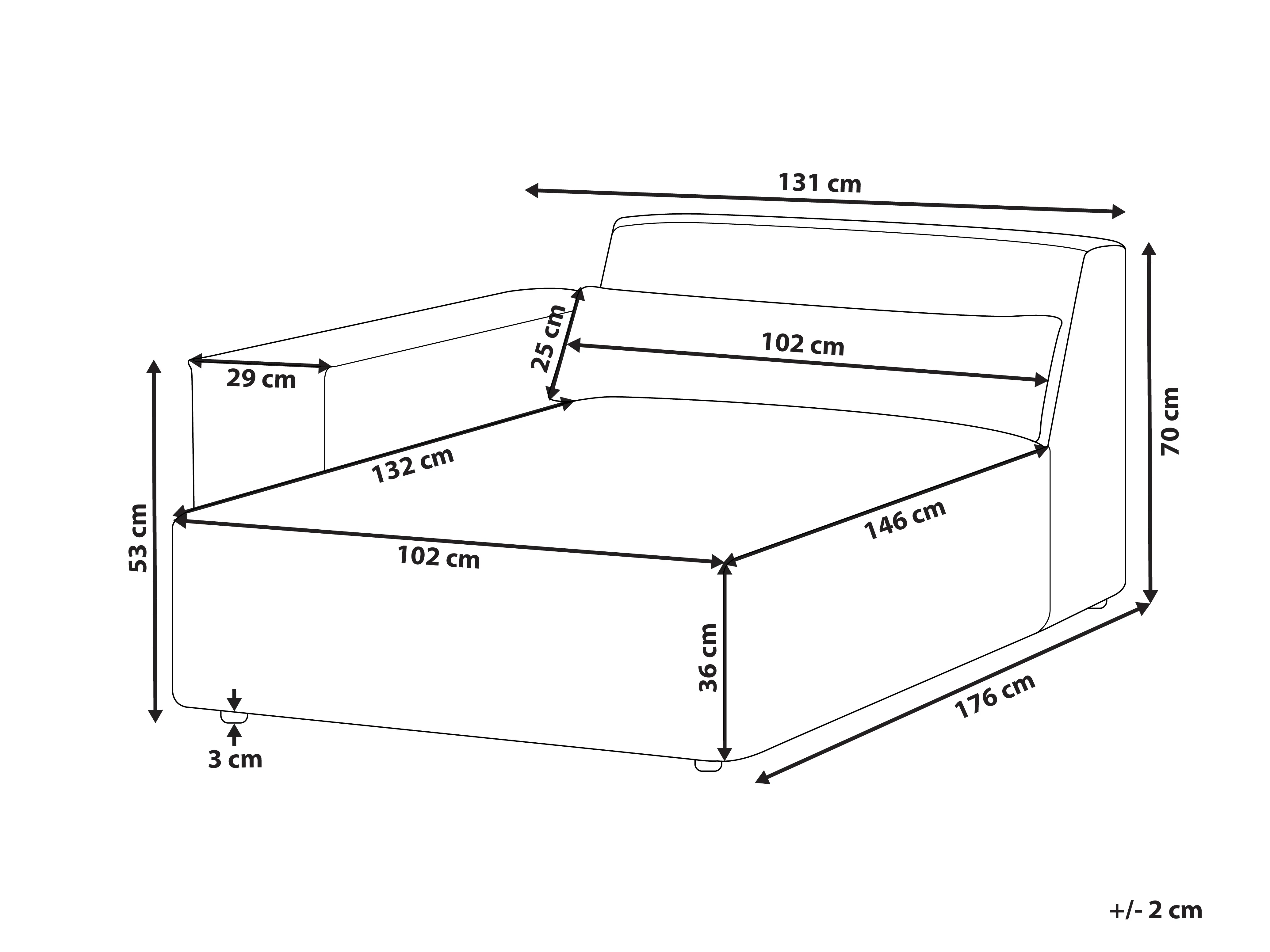 Rechtszijdige chaise longue HELLNAR Stof Lichtbruin