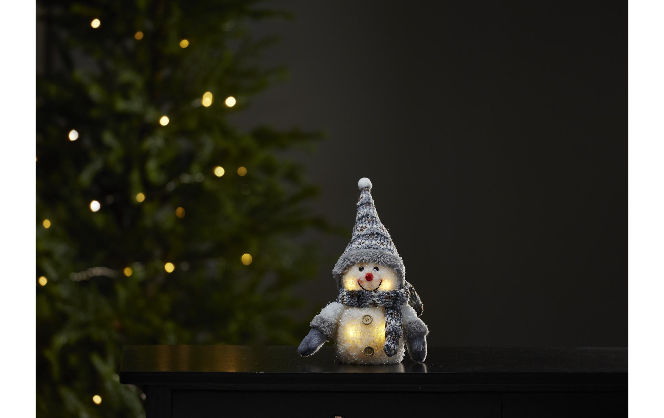 LED-Figur Schneeman, 25 cm, GrauSchneemann mit LED Beleuchtung