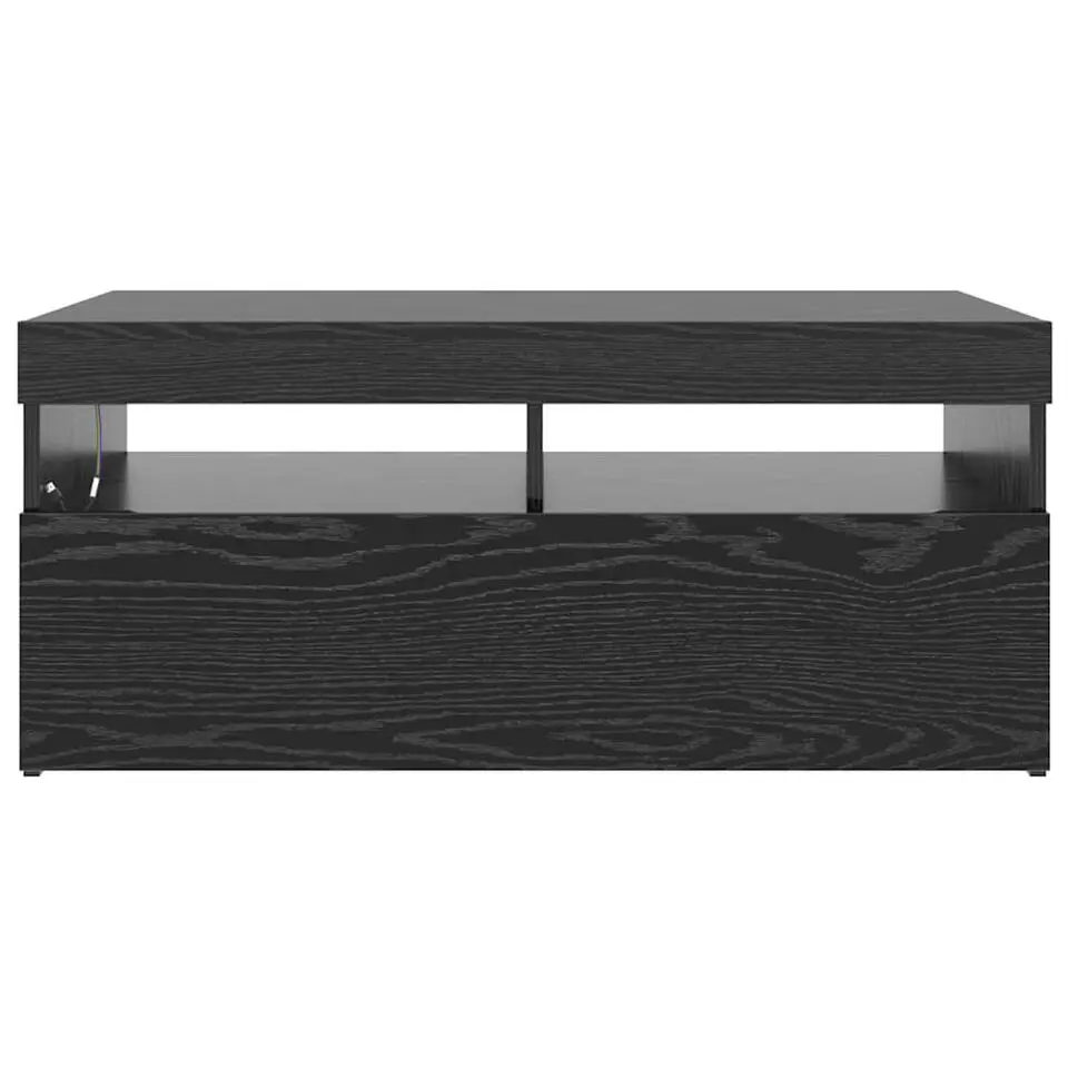 vidaXL - LED TV-meubel met deur - Zwart eiken - Hout - 90x35x40 cm