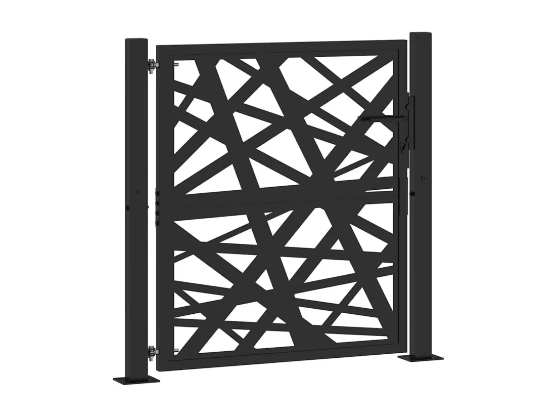 Portail de jardin noir 105x106 cm acier conception de lumière
