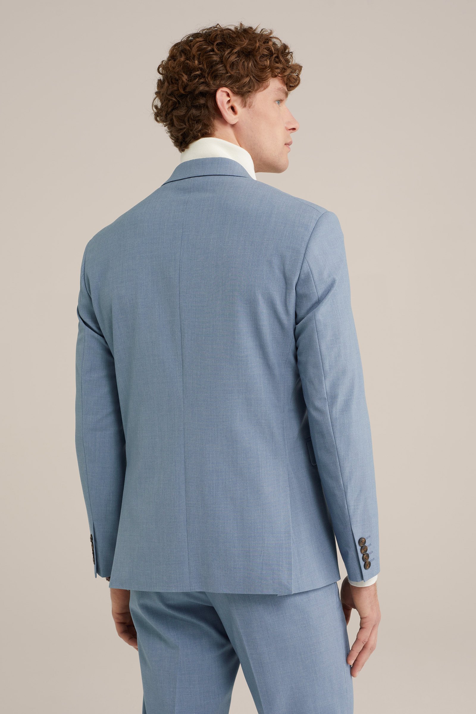 slim fit double-breasted blazer Fundamentals Grijsblauw