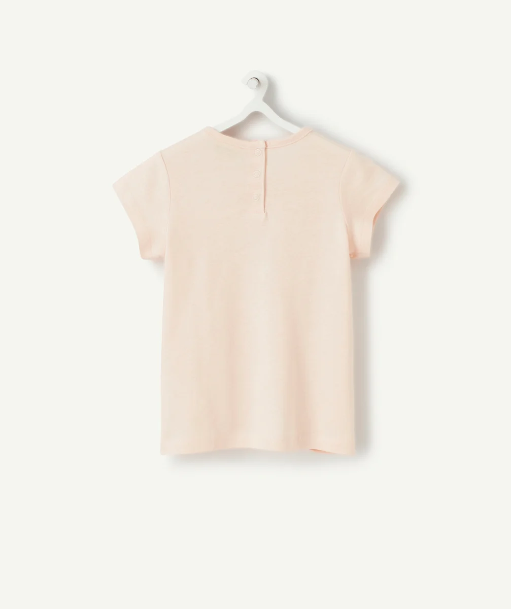 T-SHIRT BÉBÉ FILLE EN COTON BIOLOGIQUE ROSE AVEC CERISE