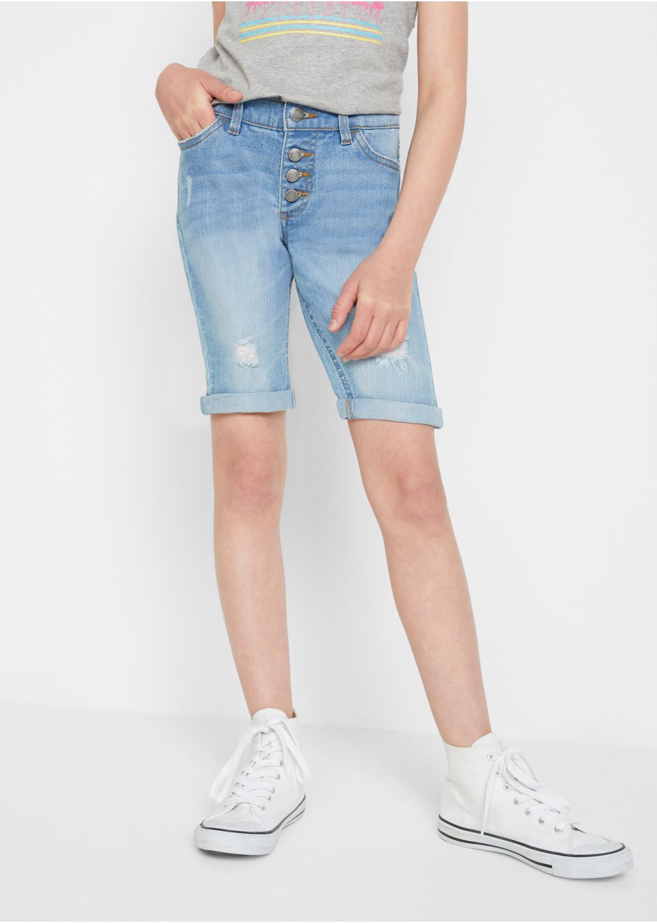 Short en jean extensible fille