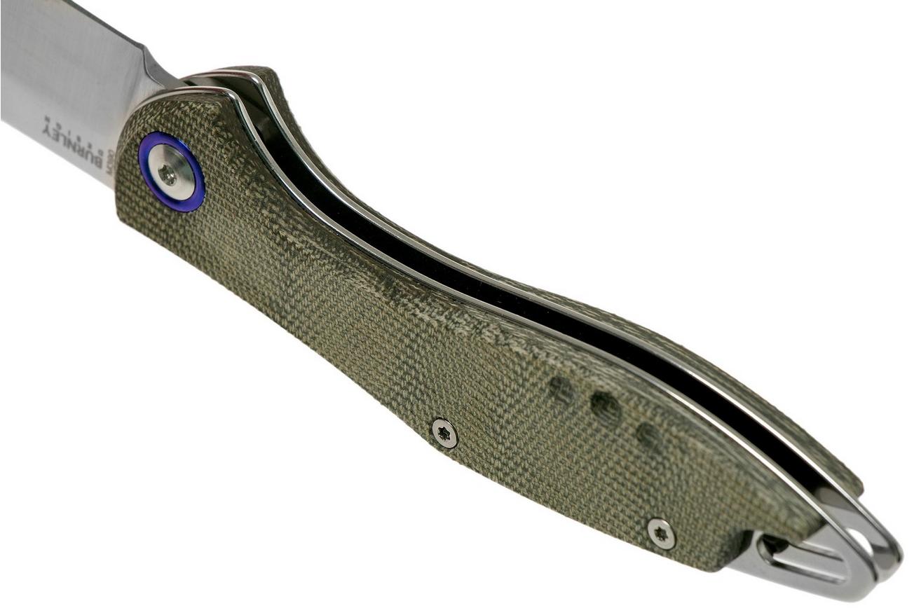 MKM Fara MY01-GC Green Micarta zakmes, Lucas Burnley design