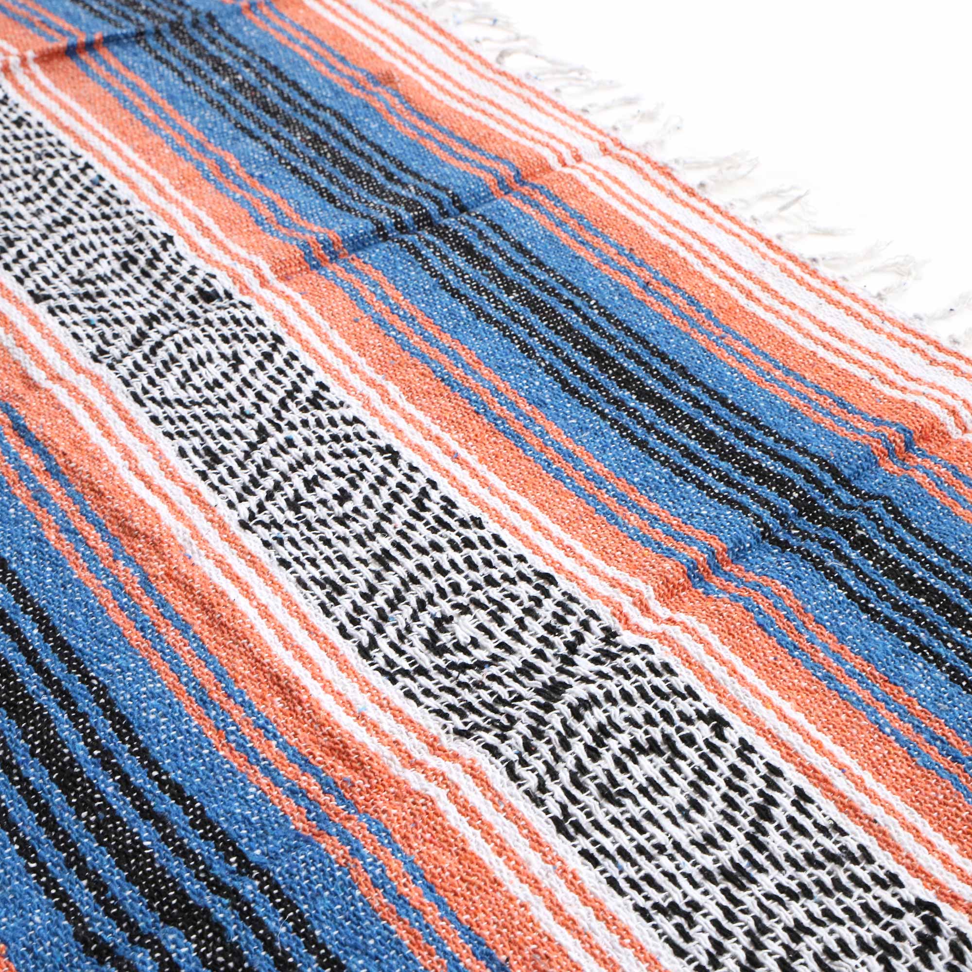Decke gestreift orange/blau, B 175-200 cm, L 140 cm von fischer's lagerhaus