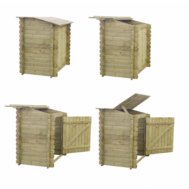 Piscine de jardin en bois - 8,57x4,57 x h.1,45 m - octagonal allongé - coffre de filtration compris