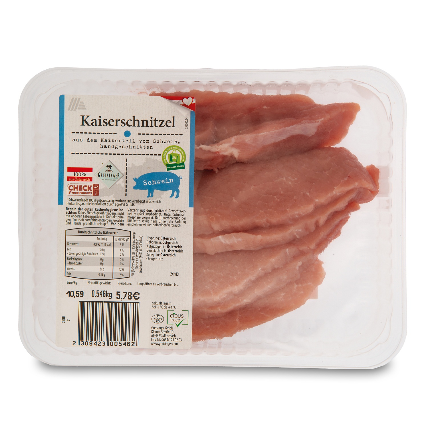 GENUSS 100% AUS ÖSTERREICH Kaiserschnitzel 1 kg