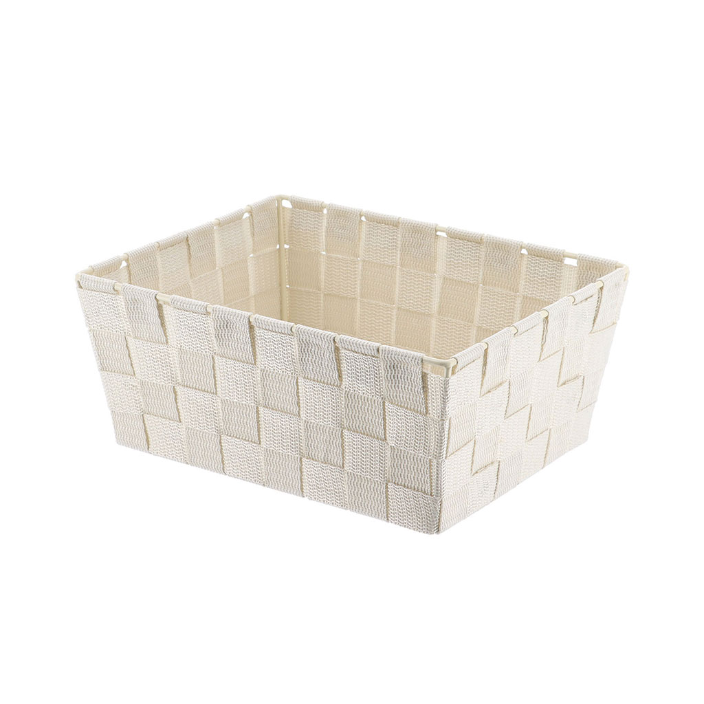 Panier rangement polyester ivoire 19.5x10.5x25cm