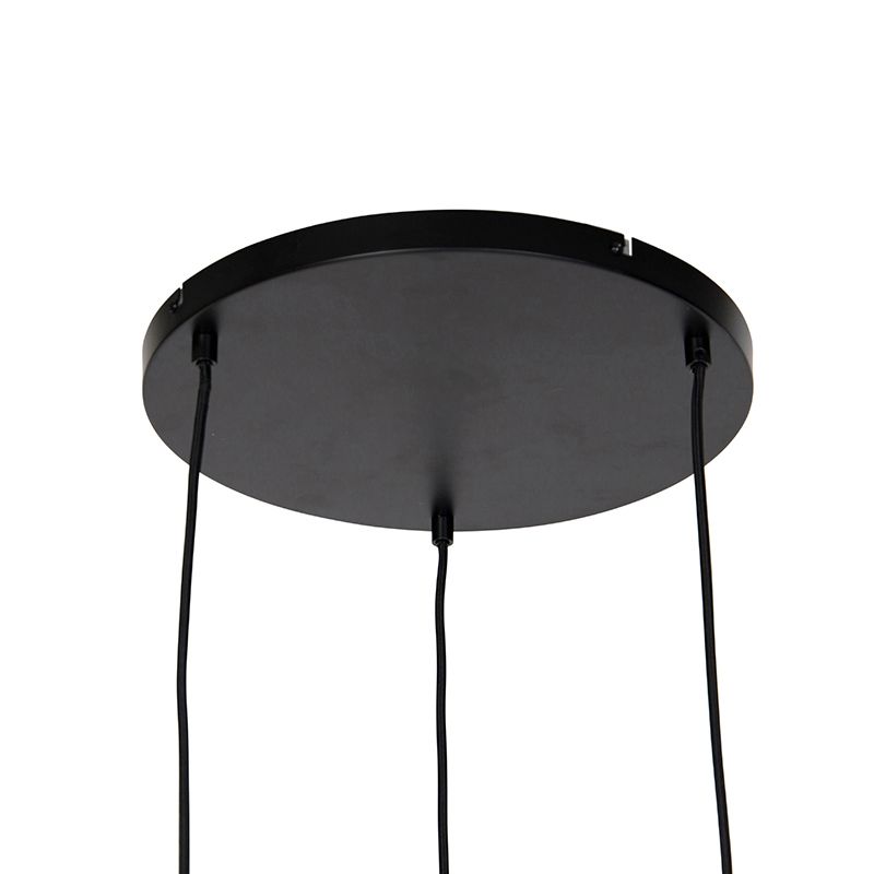 Smart hanglamp zwart met smoke glas 3-lichts incl. Wifi A60 - Zuzanna