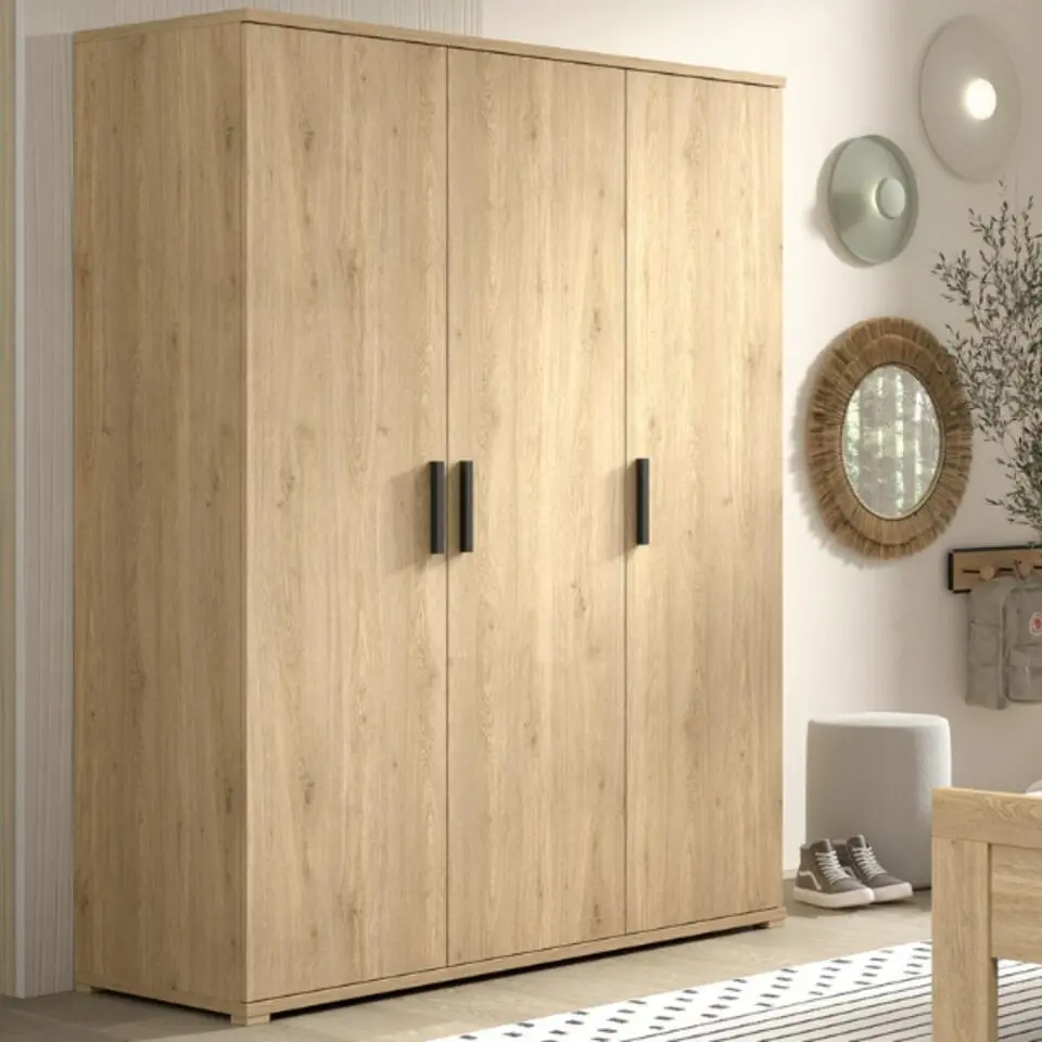 Kledingkast Sammie - 150x59x199cm - 3 deuren - eikdecor