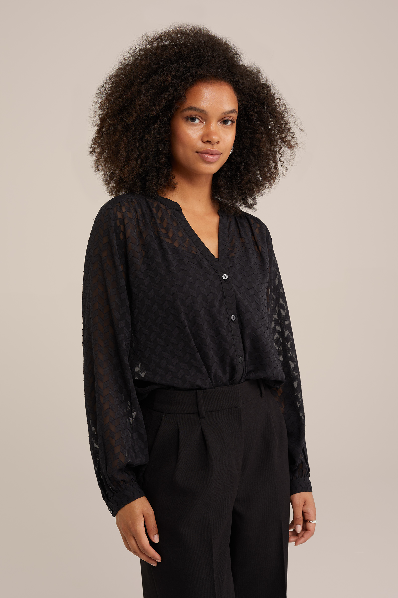 blouse met dessin WE Fashion Zwart