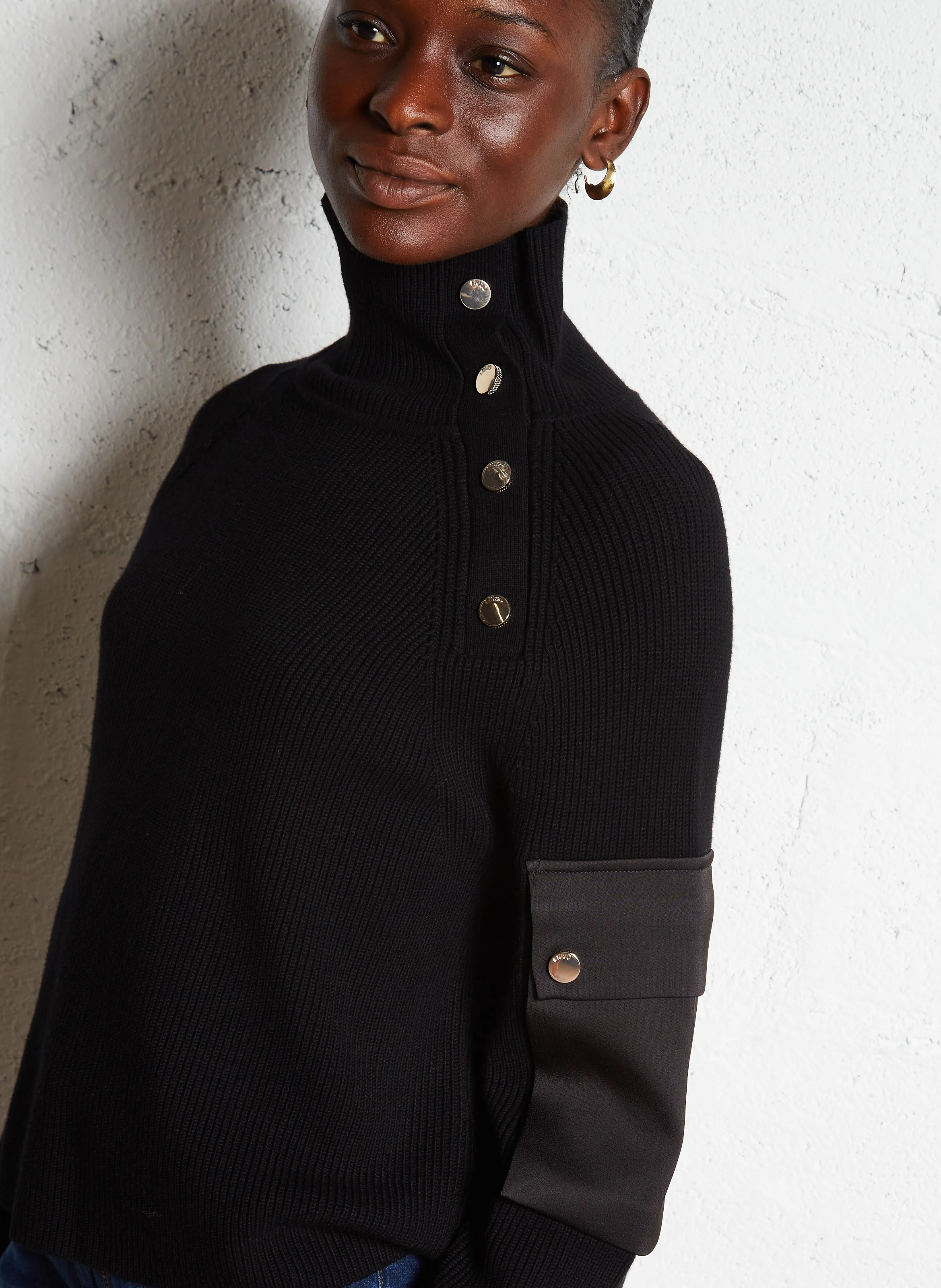 Pull col montant| Noir