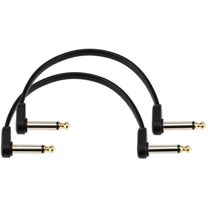 D'Addario PW-FPRR-206OS Flat Patch Cable mono jack offset haaks 15 cm (set van 2)