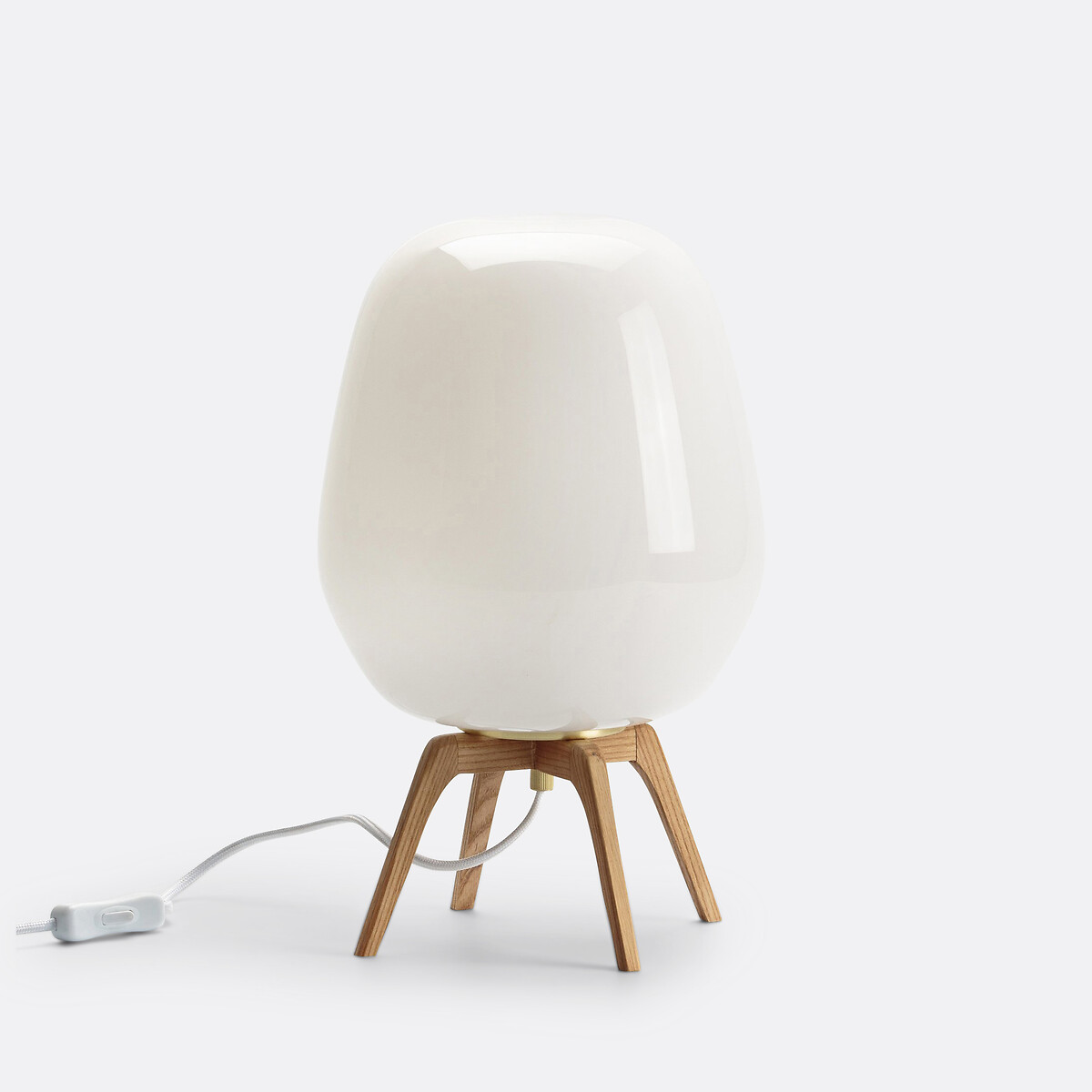 LA REDOUTE INTERIEURS<br>Candeeiro de mesa em madeira e vidro opalino, Boldo