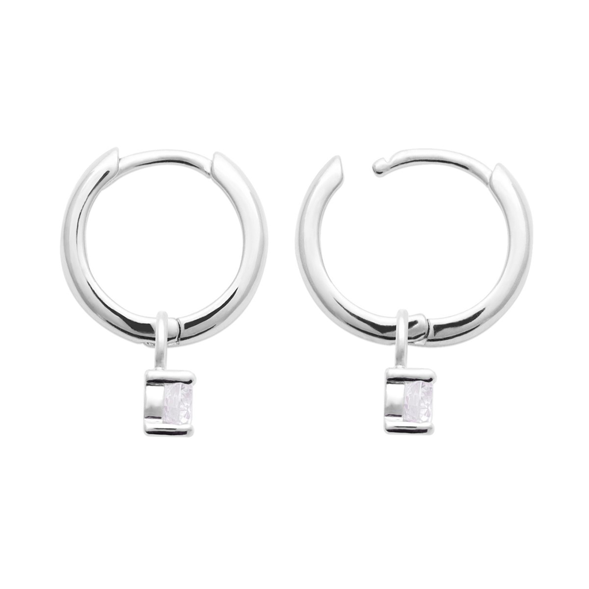 Boucles d'oreilles créoles Brillaxis pampille argent