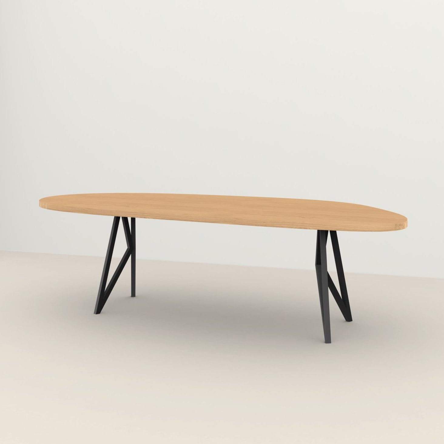 Studio HENK tafel Butterfly Blob - zwart frame, hardwax light 3041 200 x 100 | HWO NL 3041 | Rechte Rand | Frame Zwart