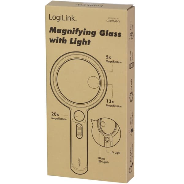 Forstørrelsesglass Ø9cm med LED-belysning