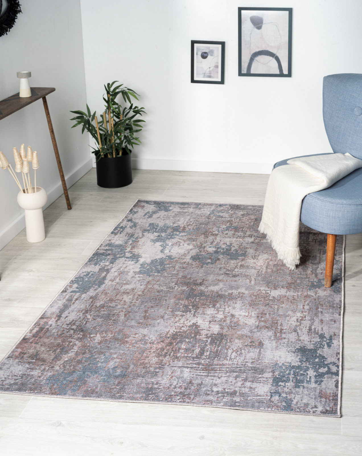 Teppich AVERY - blau-terrakotta-creme - 120x180 cm